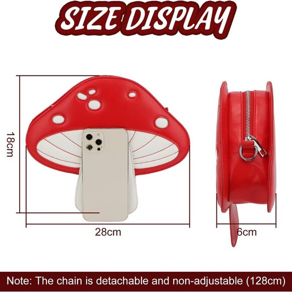 Cute Mushroom Shape PU Leather Shoulder Crossbody Bag for Women - Picture 2 of 7